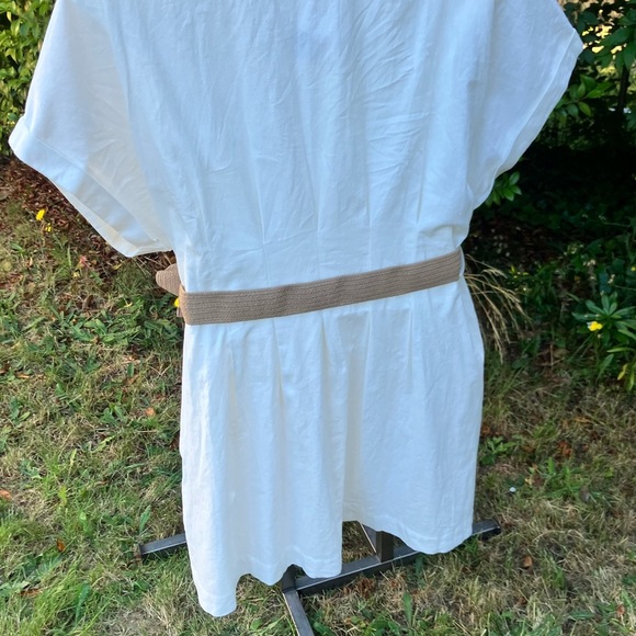 NWT H&M White Linen Mini Dress with Tan Belt Size XL - Picture 11 of 13